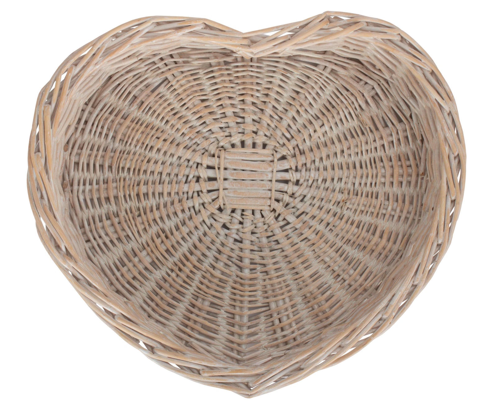 Wicker White Wash Heart Shaped Tray | Large | White
