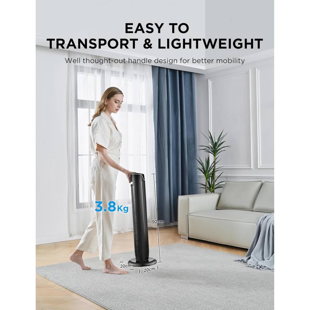 45W Quiet Tower Fan with Remote Control, Portable Fan, Oscillating Cooling Fan for Bedroom, Living Room