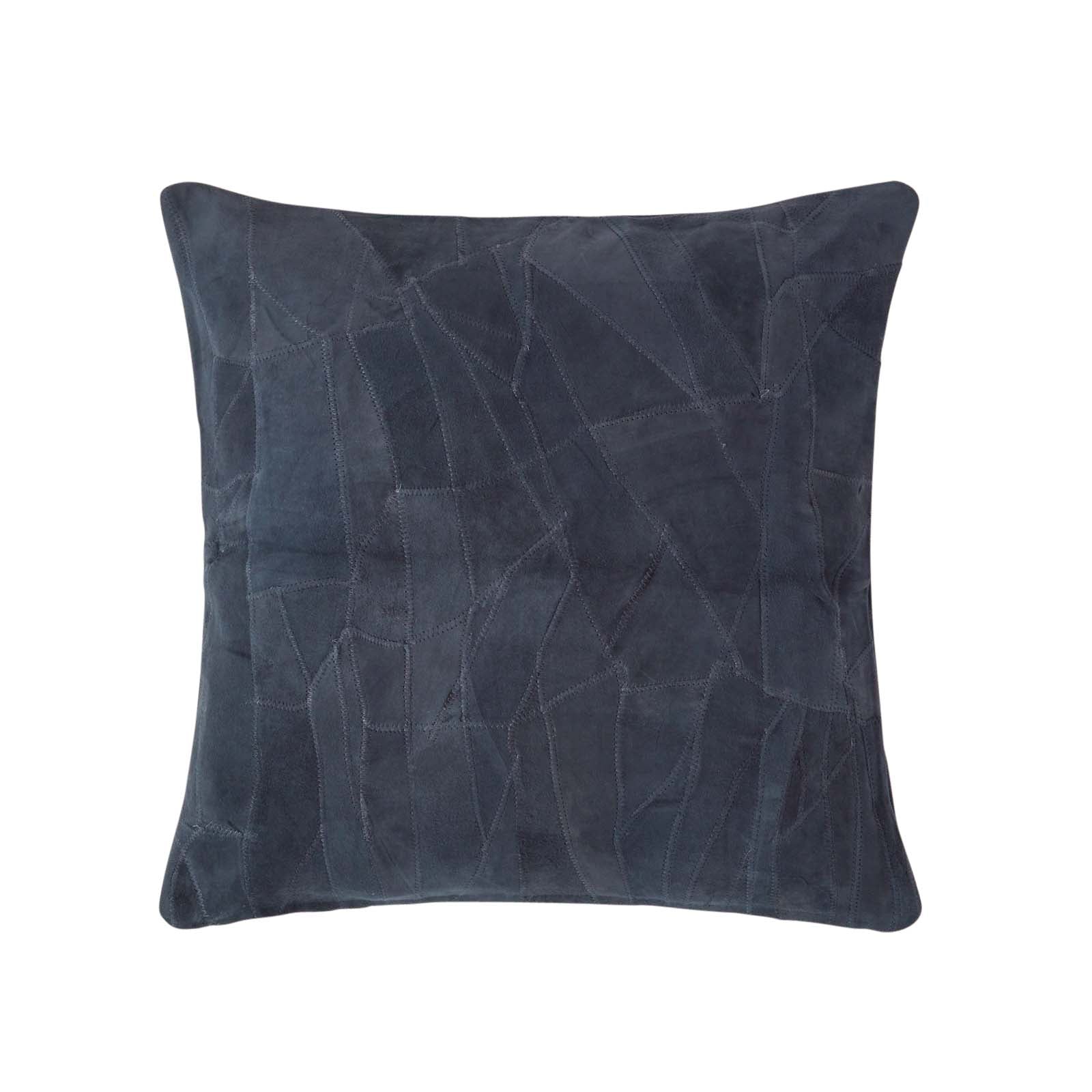 Real Leather Suede Cushion With Feather Filling | 45cm x 45cm | Navy Blue