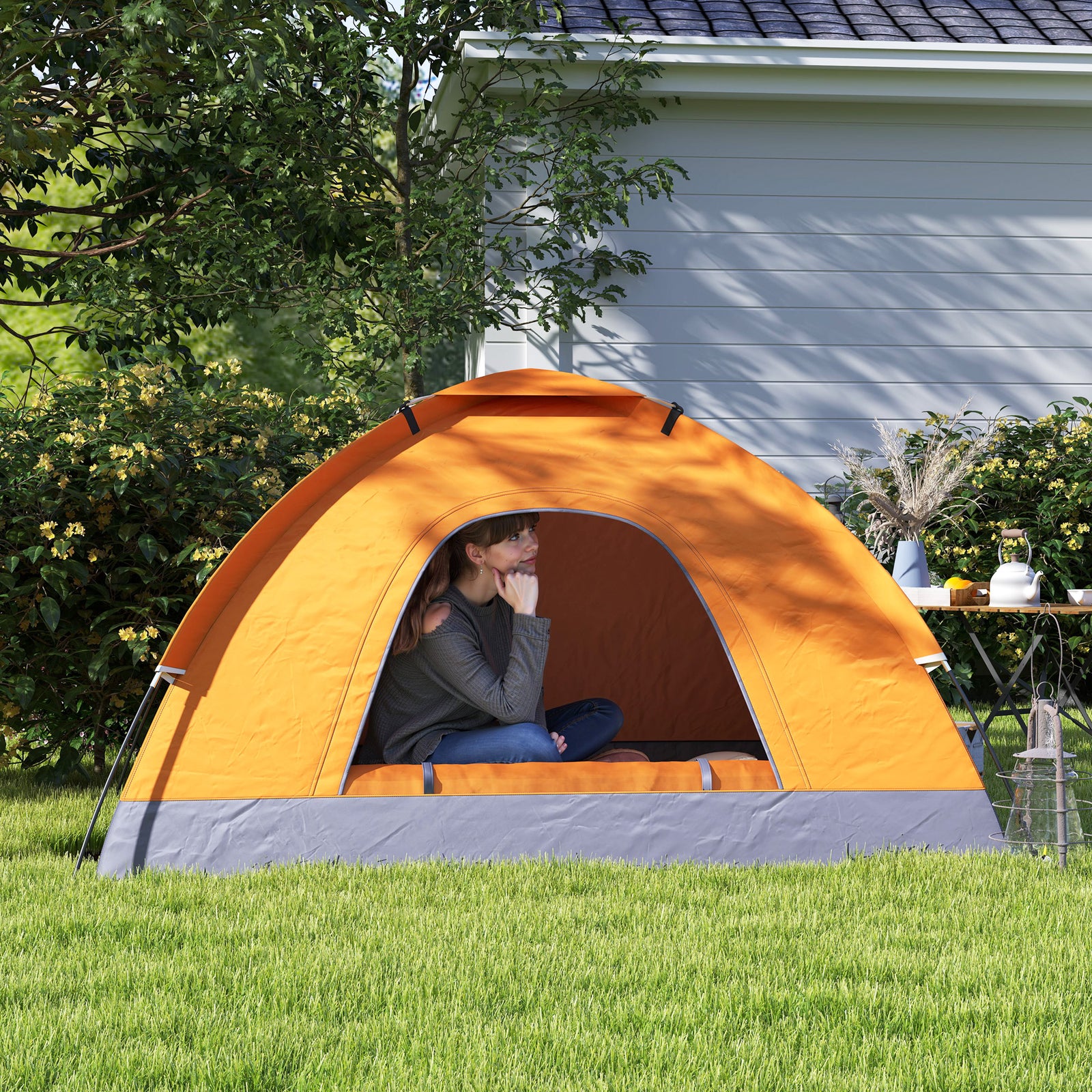 Outsunny Camping Tent For 2 Person Dome Tent W/ Storage Pocket