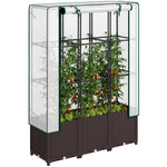 Raised Garden Bed With Trellis, Plastic Planter Box