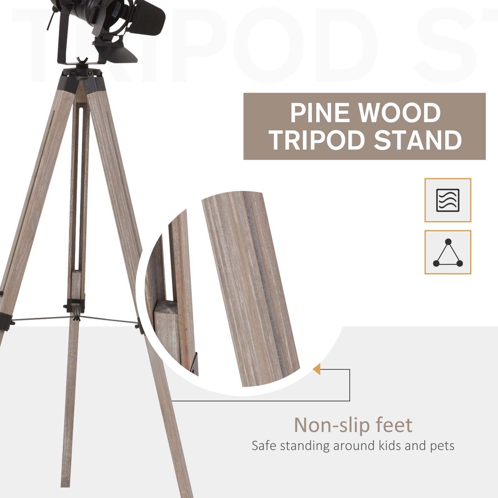 HOMCOM Floor Lamp Non-slip Feet Height Adjustable Camera-shaped