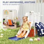 AIYAPLAY 5 In 1 Toddler Slide Set With Basketball Hoop For Age 1-3