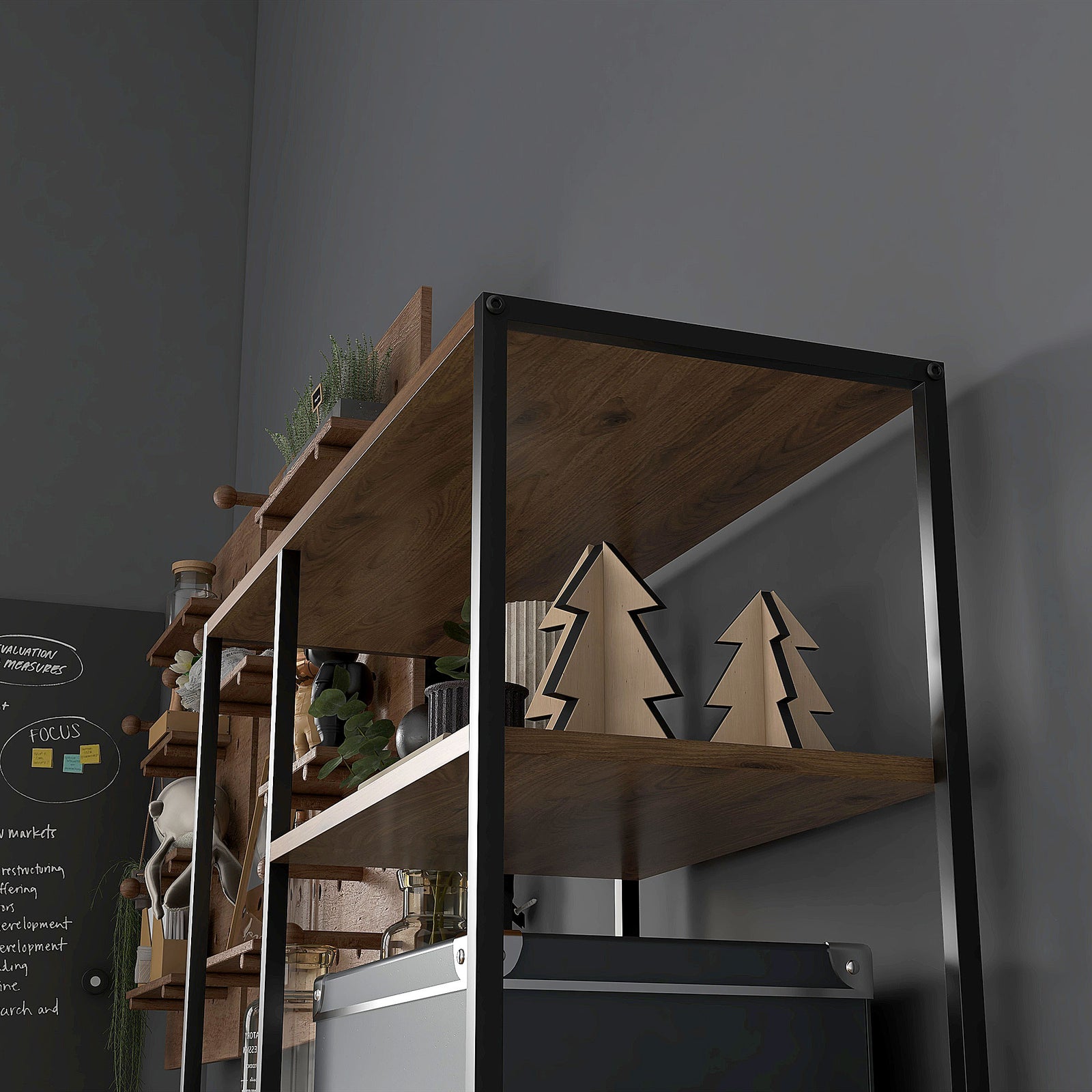 5 Tier Free Standing Book Shelf With 2 Drawers For Study