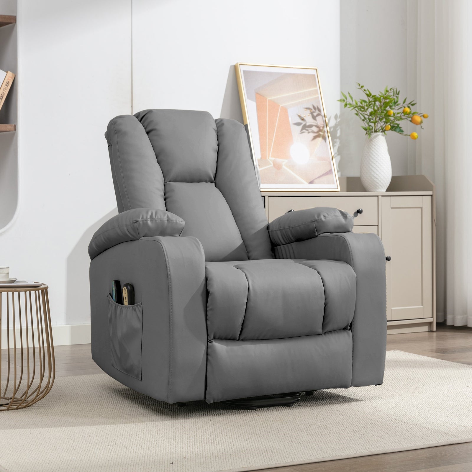 Hartville Electric Lift Assist Riser Recliner With Massage And Heat | Grey
