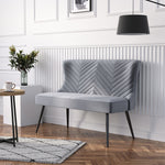 Grey Upholstered Tufted Dining Bench