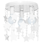 Ceiling Lamp Star 3xe27 Attractive Hand Made Chandelier With Suspended Crystals And Stars | White