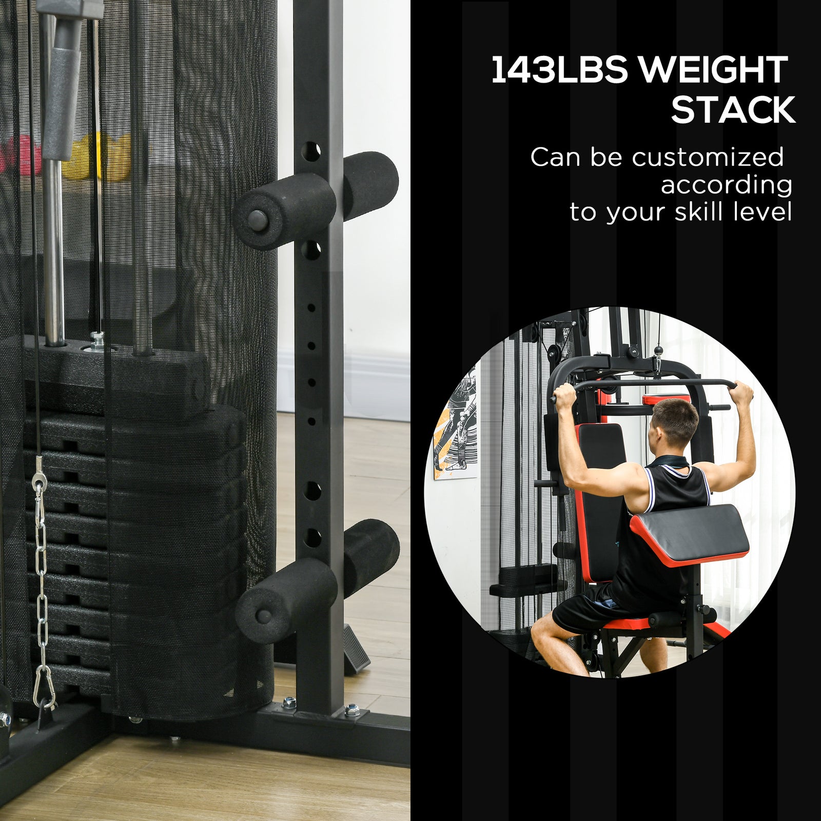 Multi Gym Workout Station With Sit Up Bench | Black
