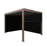 Wood Effect Aluminium Pergola With Blinds & Led Lights | 3m x 3m | Brown