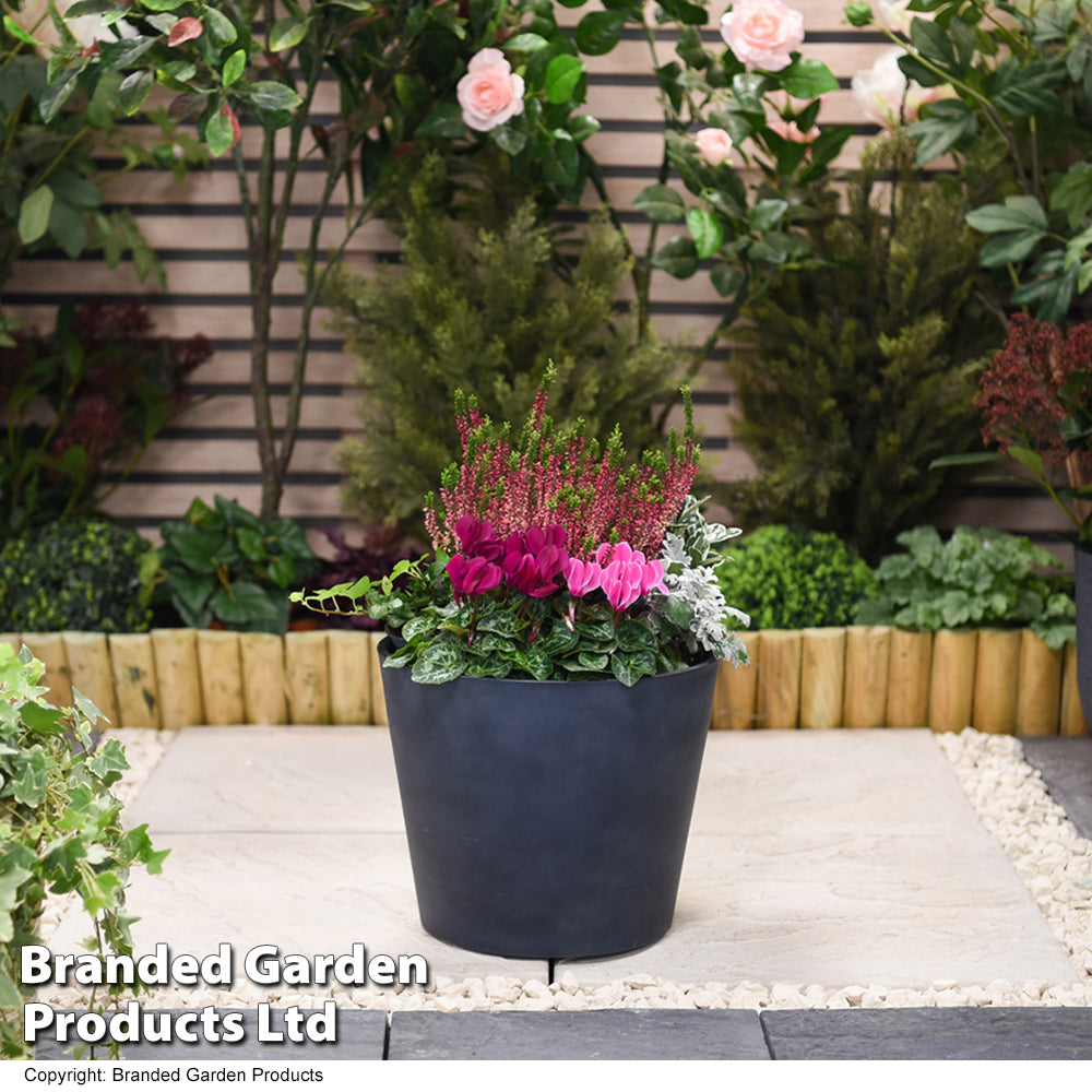 Stone Effect Dark Grey 30.5cm Planter | Set of 1 | Dark Grey