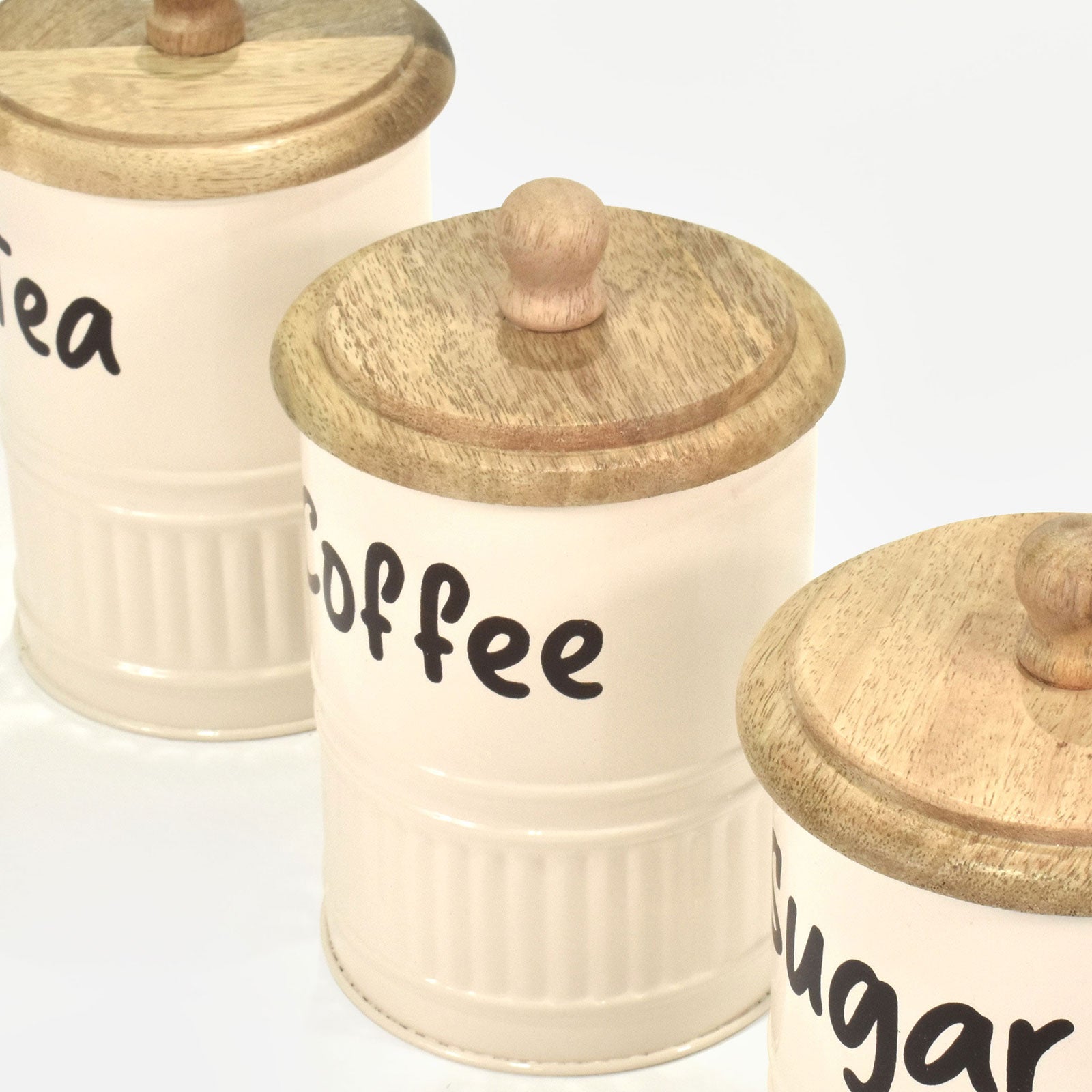 Set Of 3 Cream Tea, Coffee, Sugar Canisters