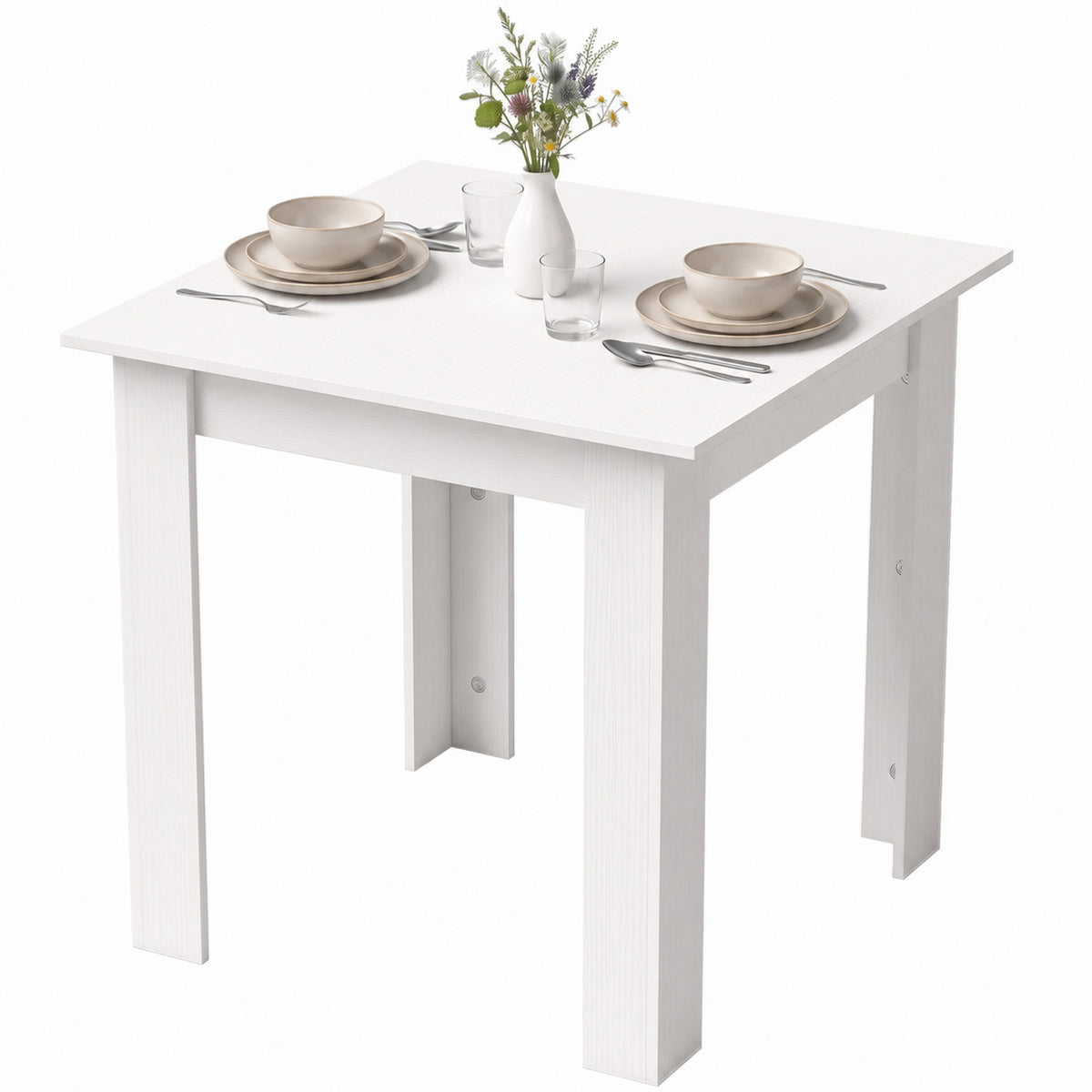 HOMCOM Square Dining Table, Kitchen Table With White Wood Effect
