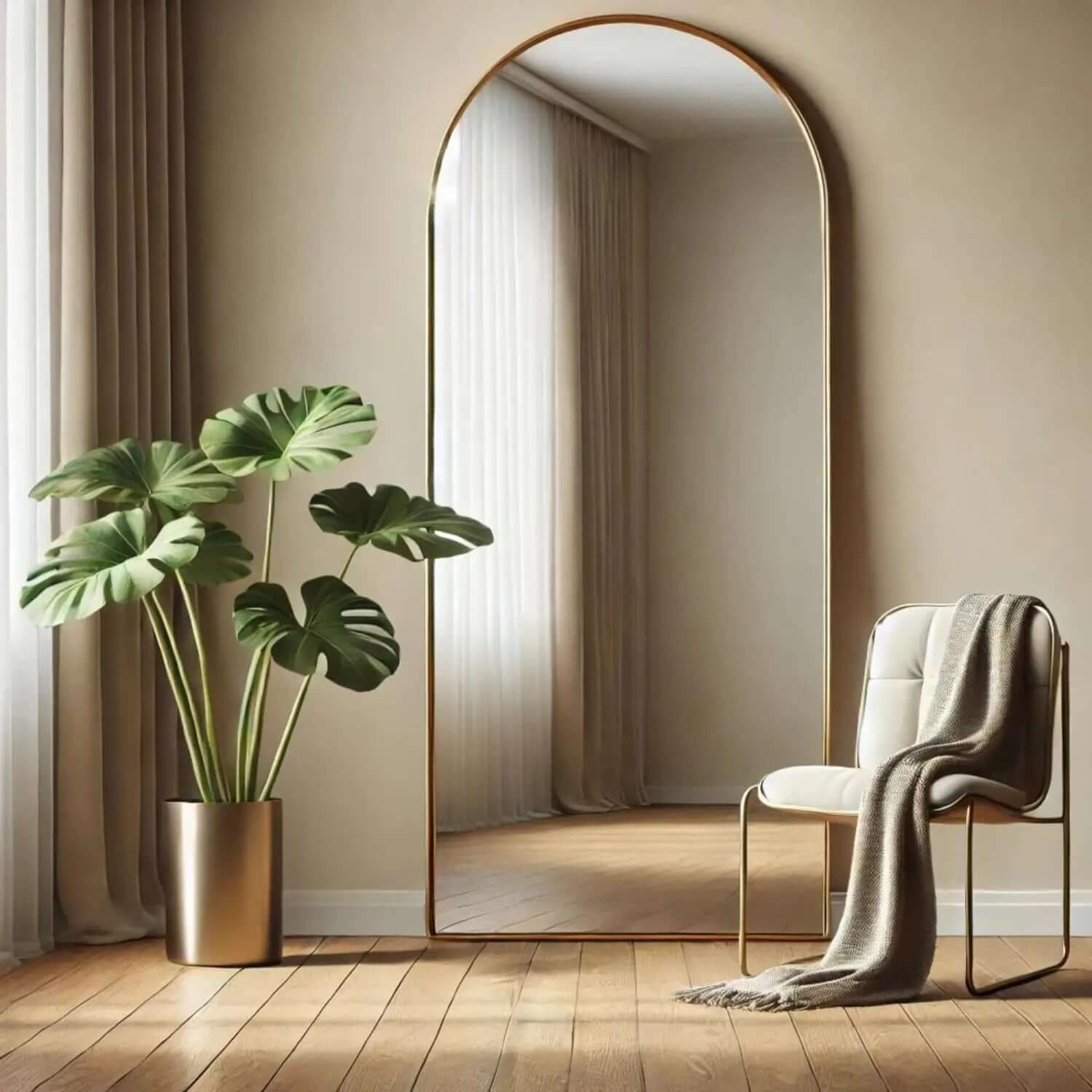 Akiko - Gold Metal Arched Mirror | 150cm x 60cm