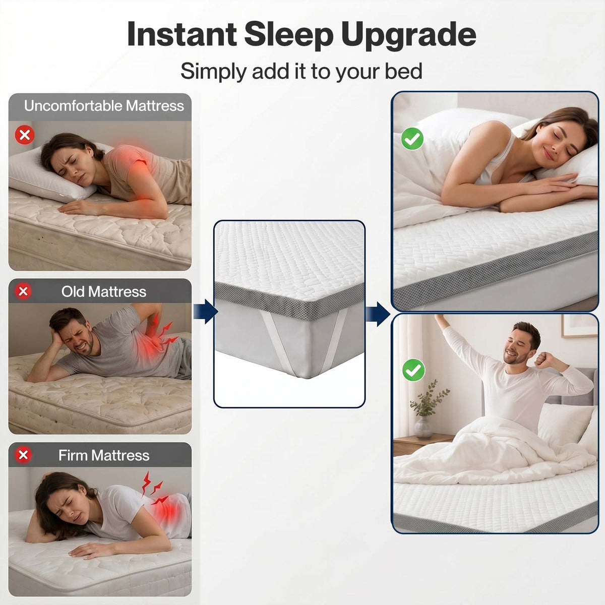 Lavio Mattress Topper Memory Foam Dual Layer Hotel Quality Bed Protector