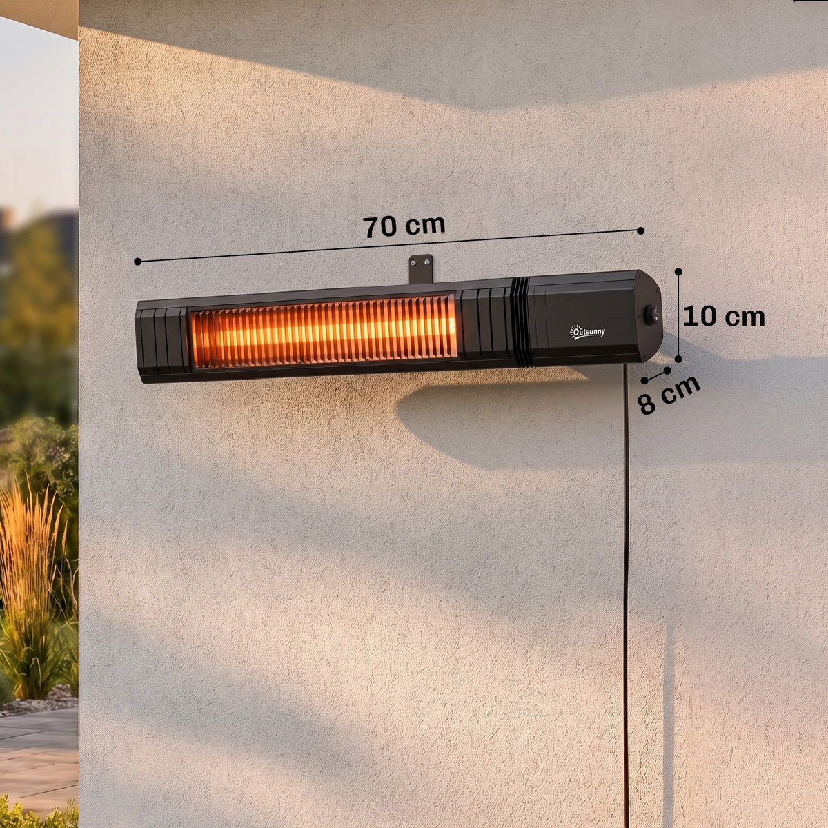 2000 W Electric Infrared Patio Heater, Ip65 Garden Heater, Black