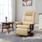 Ergonomic Office Recliner Chair Pu Leather Armchair Lounger | One Size | Cream