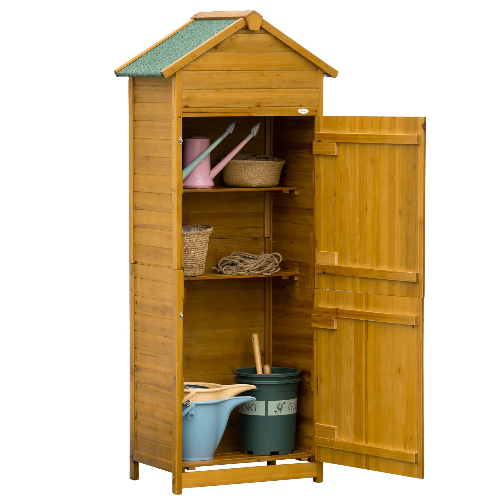 Wood Garden Storage Shed Tool Cabinet With Felt Roof | Natura