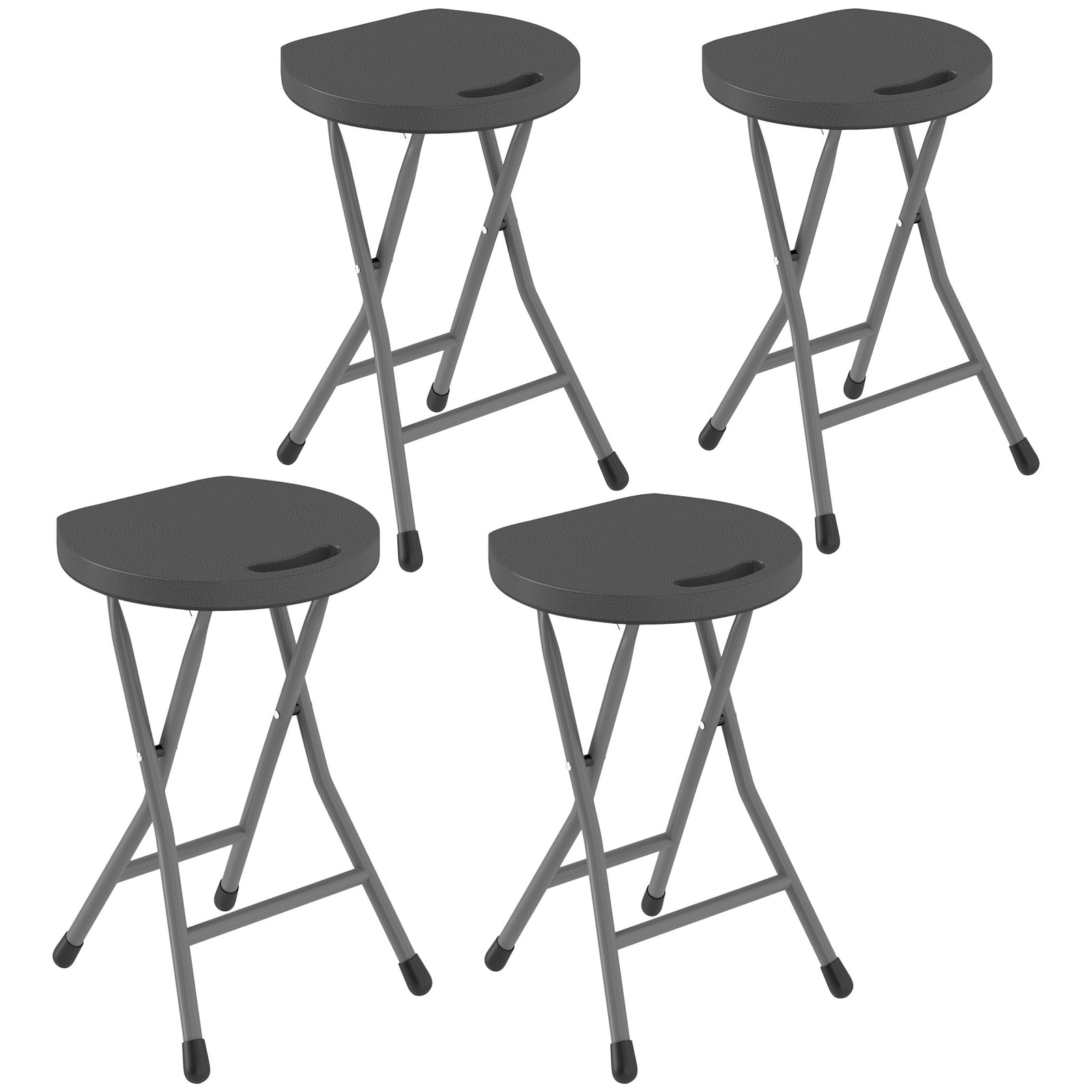 Folding Stool Set Of 4, Decorative Garden Stool Set | Charcoal Gray