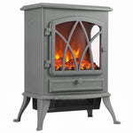 Freestanding Fireplace Flame Effect Electric Heater Log Burning Grey