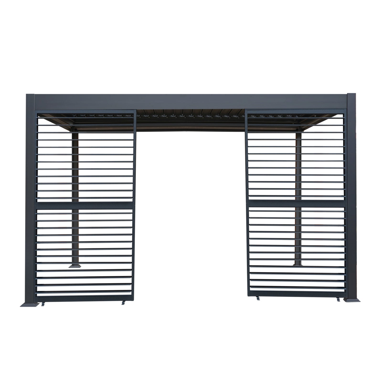 Aluminium Pergola With Anthracite Blinds & 2 Shutter Panels | 3m x 4m | Anthracite