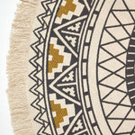 Mandala Printed 100% Cotton Round Rug | 140cm | Black & Gold