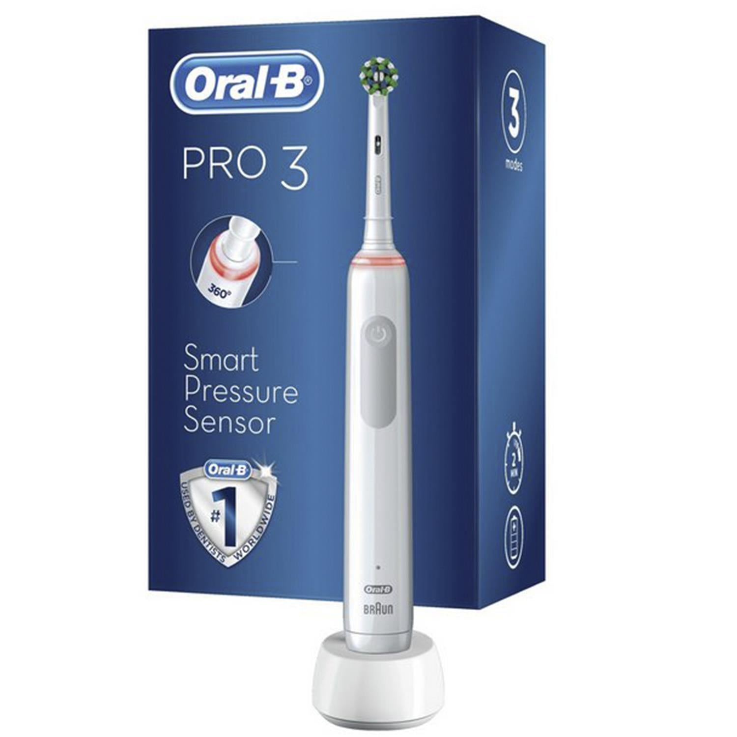 Pro 3 3000 Cross Action White Rotating Motion Electric Toothbrush