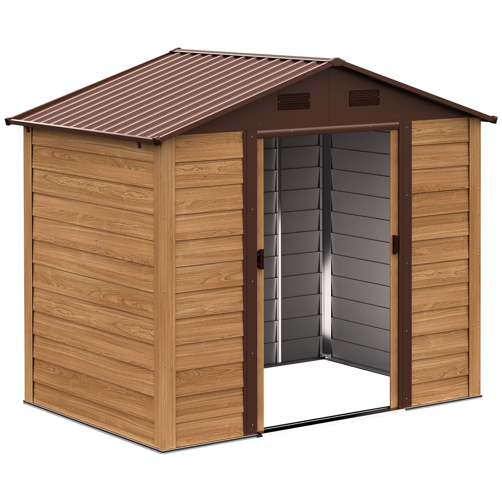 Garden Shed Wood Effect Tool Storage Sliding Door Wood Grain | Medium | Brown