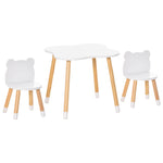 3 Piece Kids Table And Chair Set With 2 Bear-shaped Chairs, White