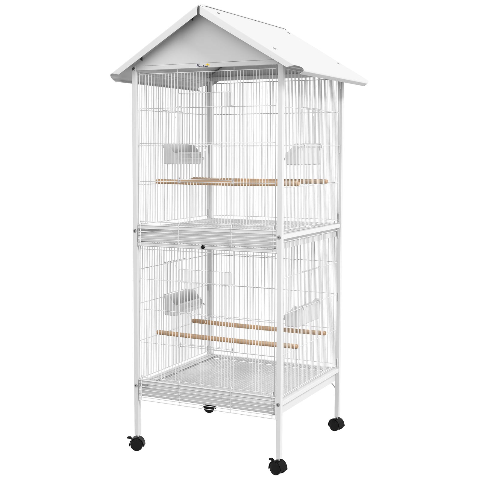 Metal Bird Cage Feeder, For Small And Medium Bird - White