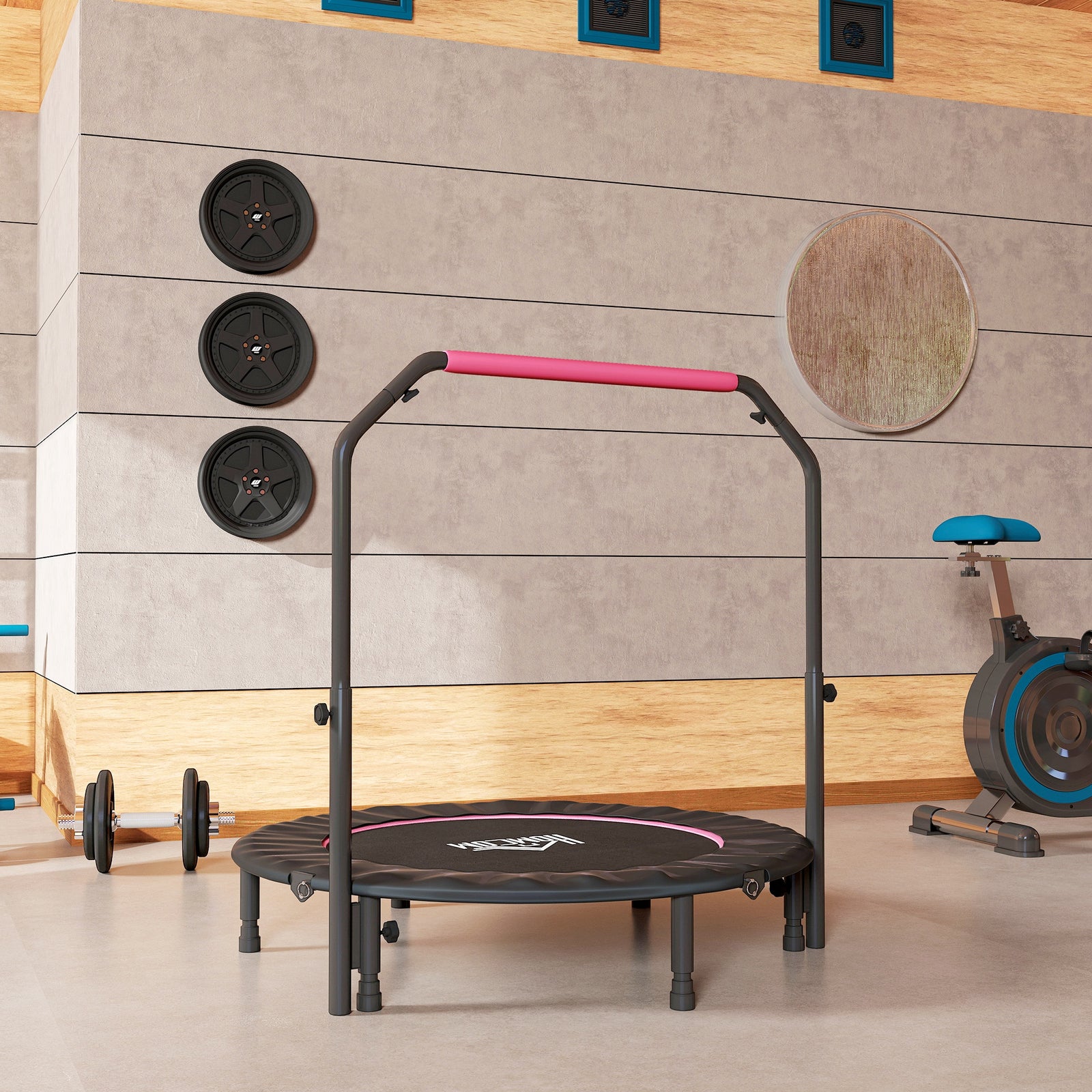 48foldable Mini Trampoline Fitness Trampoline Rebounder | Pink