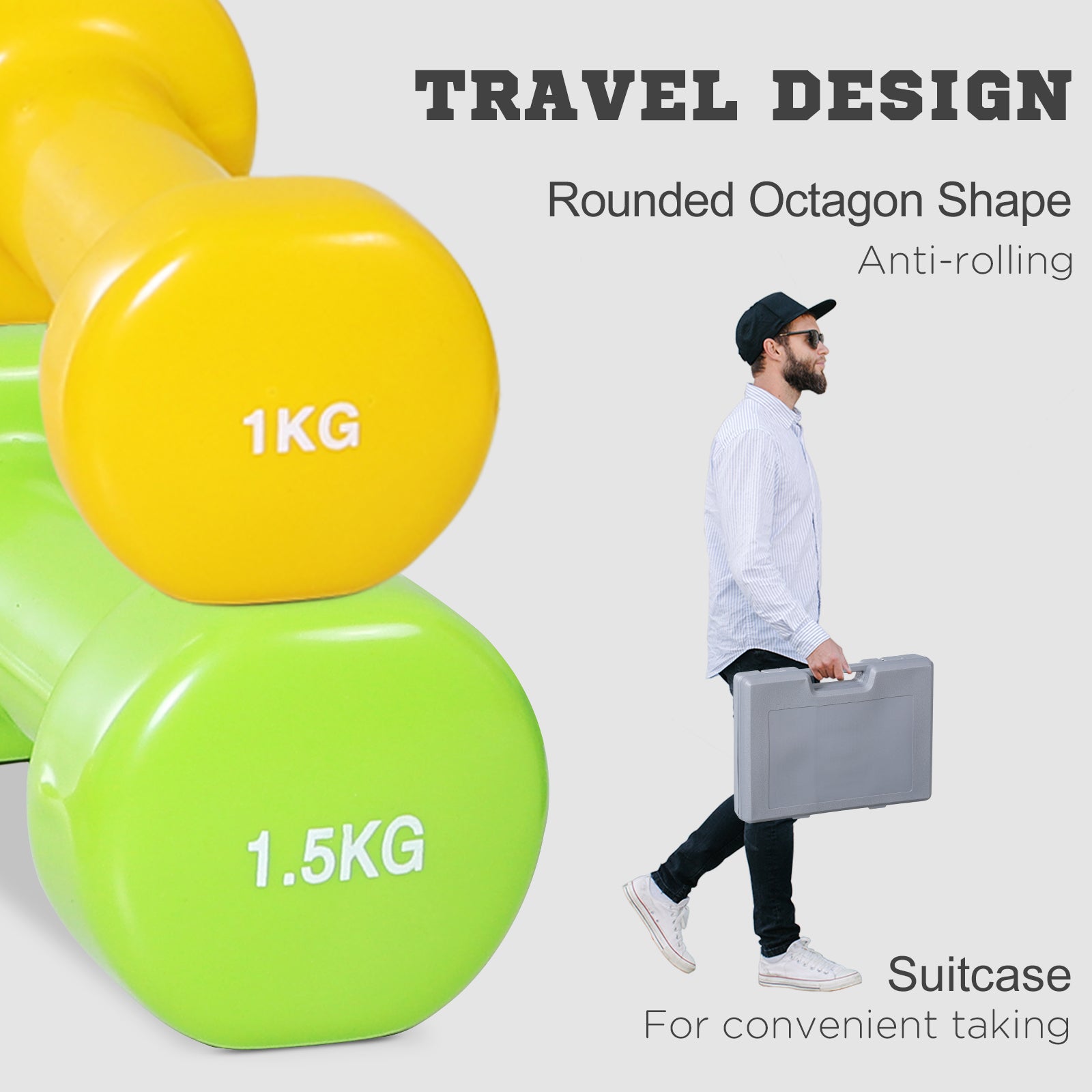10kg Dumbbell Weights Set With Case For Home Gym | Multi Colour