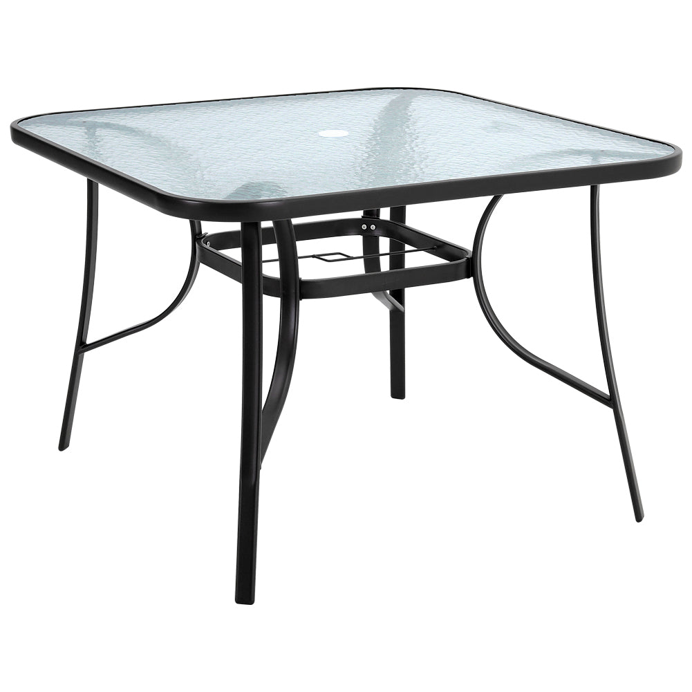 5 Pieces Garden Dining Set Tempered Glass Outdoor Coffee Table And Foldable Chairs