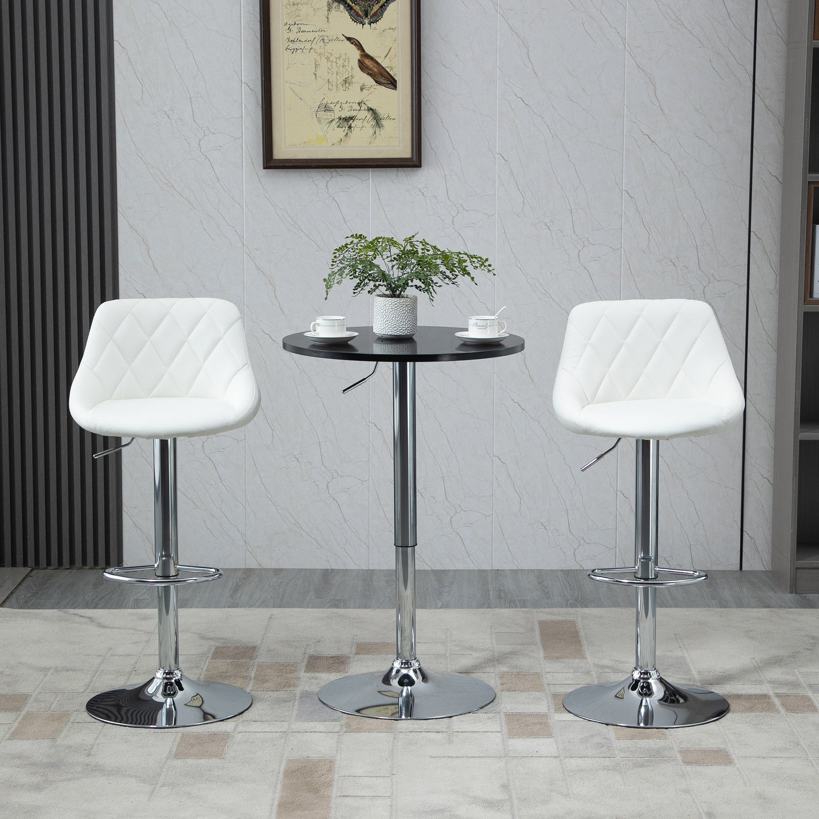 Adjustable Height Round Bar Table, Metal Base