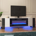 36-inch Recessed Electric Fireplace Tv Stand With Remote Control, 12 Flame Colors & 5 Brightness Levels | White