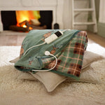Highland Fell Heated Throw Blanket – 140x180cm Green Check With 10 Heat Levels | 140cm x 180cm | Green