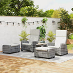 5 Pieces Pe Rattan Set, Reclining Chairs | Grey