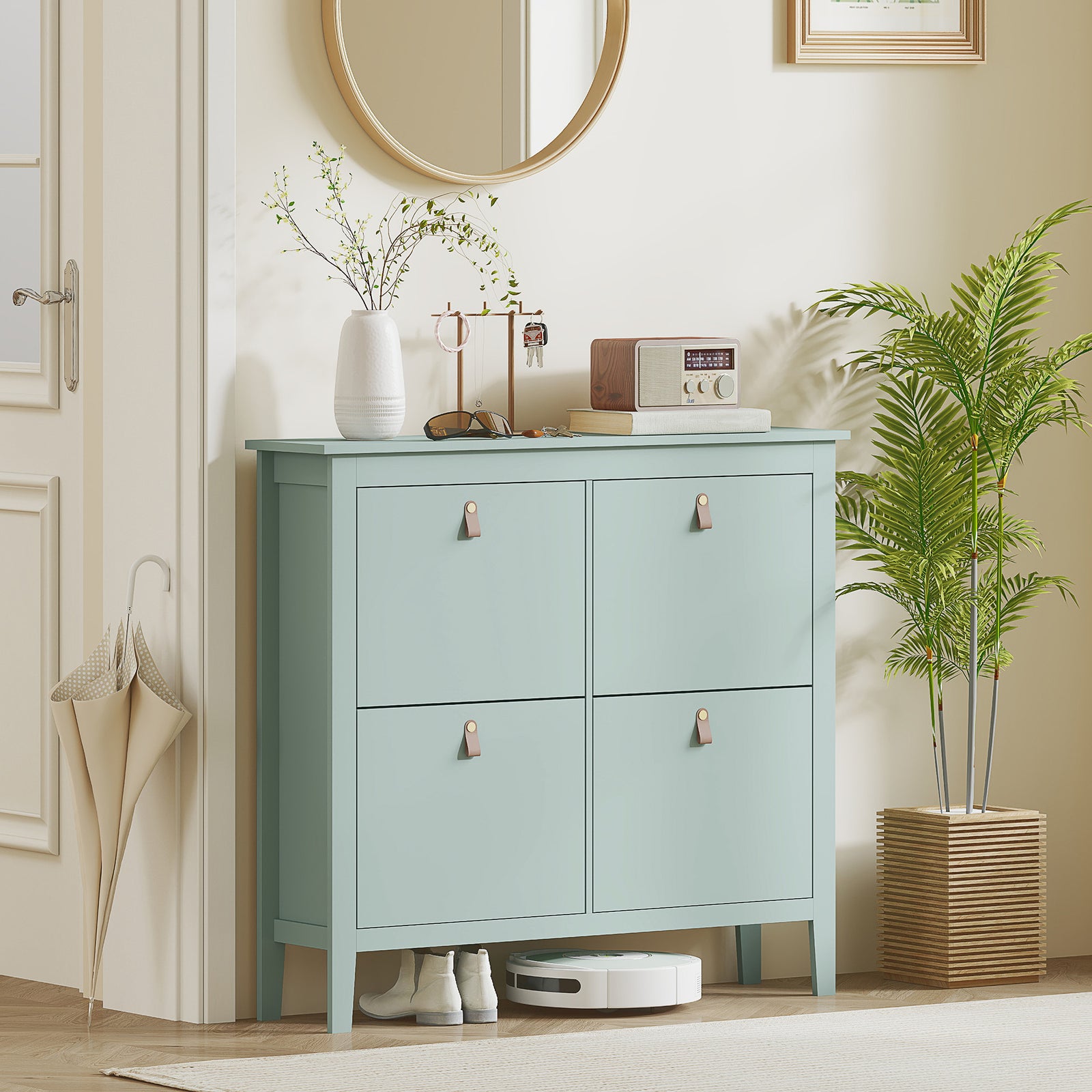 4 Drawer Shoe Cabinet For Hallway | Green