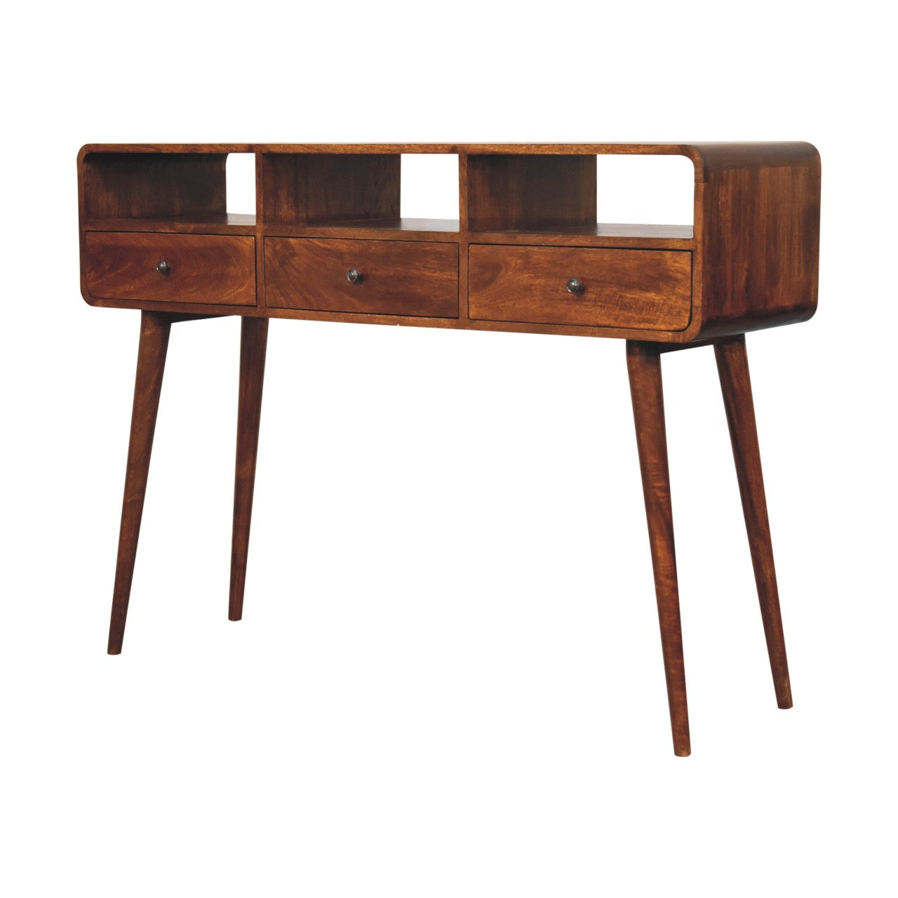 Artisan Furniture Solid Wood Triple Curved Chestnut Console Table