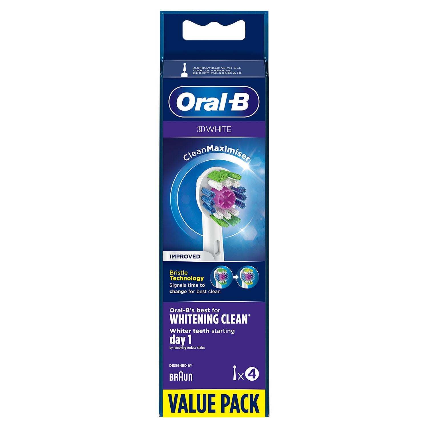 3d White Clean Maximiser Replacement Toothbrush Head, Pack Of 4