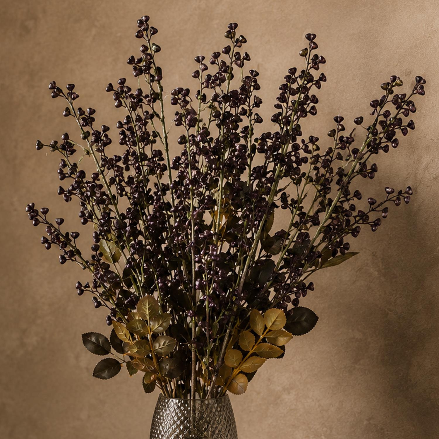 Pack Of 6 X 85cm Artificial Dark Berry Stem