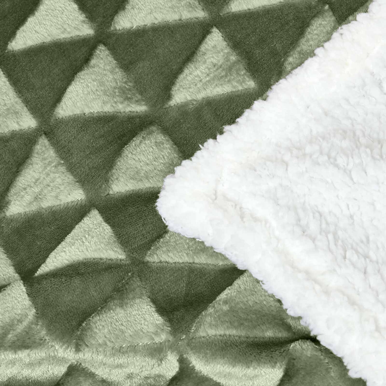 Geometric Triangle Velvet Throw | 160cm x 200cm | Sage Green