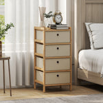 HOMCOM Chest Of Drawers, 4 Drawers Dresser With Bamboo Frame