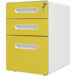 3 Drawer Modern Steel Filing Cabinet With 4 Wheels | One Size | Yellow