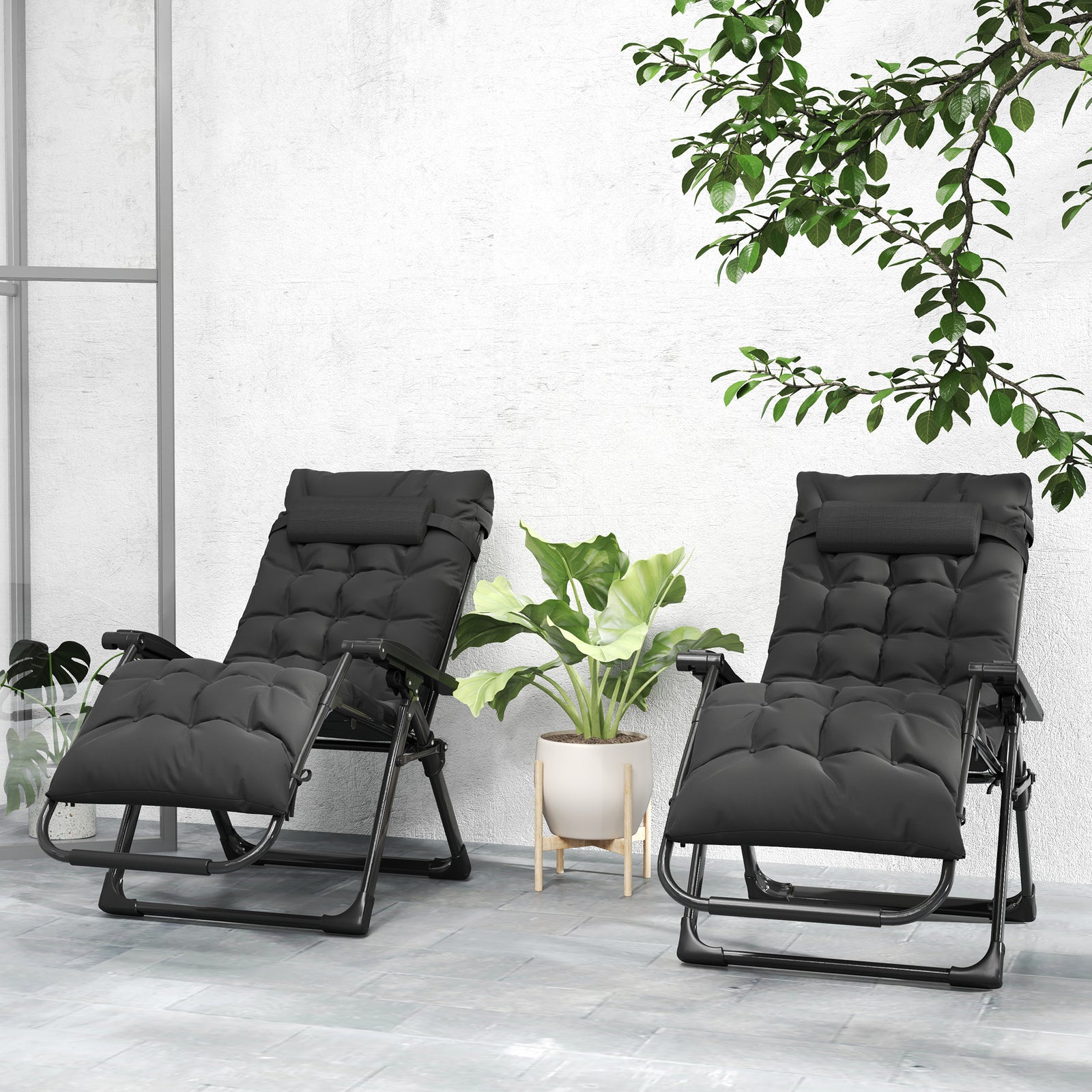 2 Pcs Reclining Zero Gravity Folding Lounger