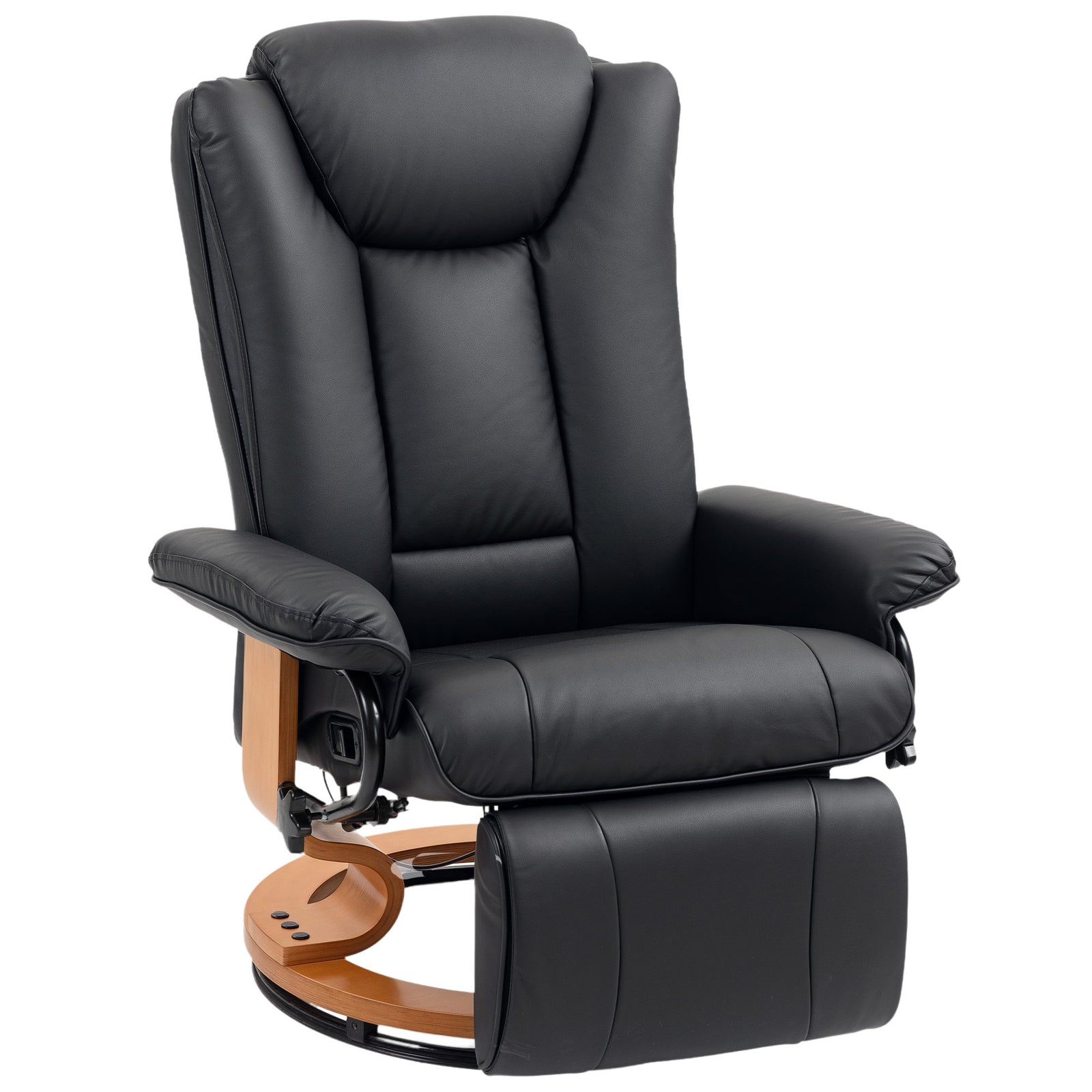 Pu Leather Reclining Armchair With Footrest For Living Room | One Size | Black