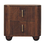 Solid Wood Marlowe Fluted Nightstand, 2 Drawers, Dark Brown