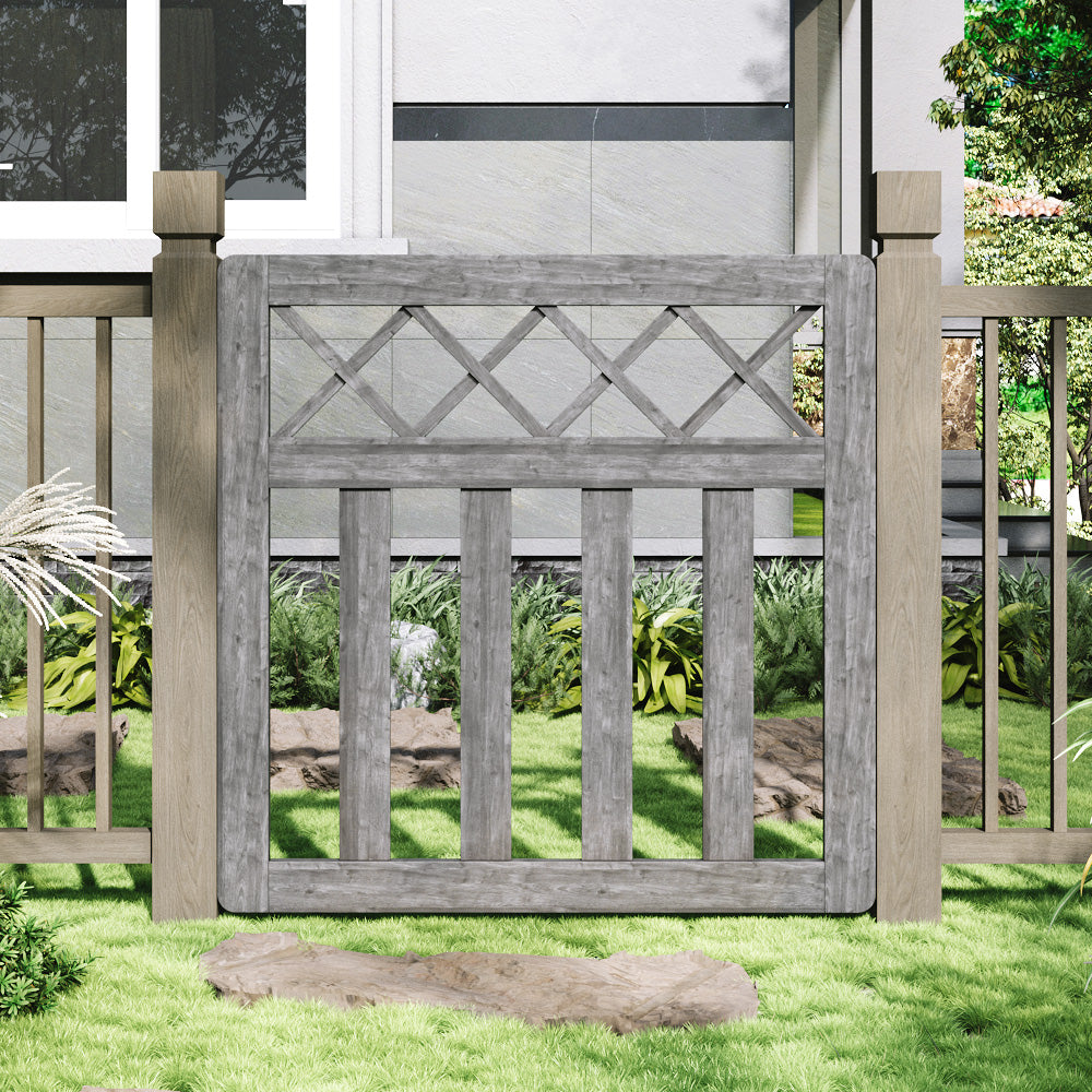 90cm W X 90cm H Outdoor Cross Top Wooden Garden Gate Pedestrian Fence Yard Door