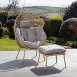 Nestara Standing Egg Chair And Stool | One Size | Light Brown