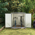 Outdoor Storage Shed Lockable Metal Tool House With Double Doors Fits 2/4 Bikes | Small | Grey