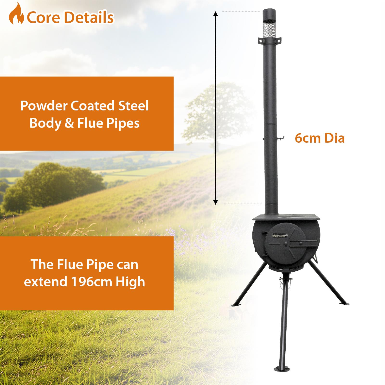 Orion Portable Tri-pod Tent Stove In Black | Black